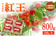 【令和7年先行予約】山形県産 さくらんぼ やまがた紅王 特秀2L800g（200g×4） FSY-2147