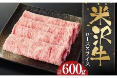 米沢牛 ローススライス600g すき焼き・しゃぶしゃぶ用スライス F2Y-4012