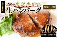 【米沢牛黄木】2 種の米沢牛 100%生ハンバーグ F2Y-6023
