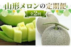 山形メロンの定期便 7月 緑肉メロン2玉 計2.5kg 8月 マスクメロン 2玉 計2.5kg 【令和8年発送】 FSY-2370
