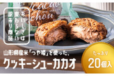 訳あり クッキーシュークリーム カカオ味 20個 ご家庭用 お菓子 洋菓子 小分け スイーツ F2Y-6186