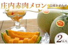 庄内メロン 2玉入 赤肉 品種おまかせ メロン フルーツ 果物 FSY-2419