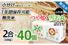 山形産無洗米キューブつや姫・雪若丸詰合せ300ｇ×40 FY25-898 ブランド米 山形県 山形市 小分け 1年保存 備蓄