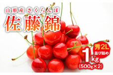 さくらんぼ(佐藤錦)秀2L 1kg(500g×2)並び詰め  FY19-101