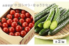 山形市産 中玉トマト2kg・きゅうり2kgセット  FZ19-192