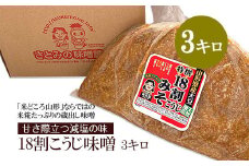 【9月下旬～発送】米糀たっぷりの蔵出し味噌 甘さ際立つ減塩の味 18割こうじ味噌 3キロ FY25-808
