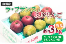 山形市産 ふじりんご・ラ・フランス 詰合せ 3kg FZ20-523