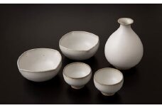 【青龍窯】残雪釉薬酒器・角小鉢セット(徳利1点・盃2点・角小鉢2点) FZ22-046