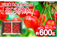 山形産 大粒さくらんぼ 紅秀峰 特選 バラ詰め 2L以上 約600g 【令和7年産先行予約】FS24-638くだもの 果物 フルーツ 山形 山形県 山形市 2025年産