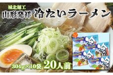 【城北麺工】夏季限定！山形発祥冷たいラーメン[生麺] 10袋 20人前  FZ22-328