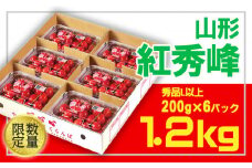 ☆山形さくらんぼ 紅秀峰☆Lサイズ以上 1.2kg(200g×6) 【令和7年産先行予約】 FS24-674 くだもの 果物 フルーツ 山形 山形県 山形市 2025年産