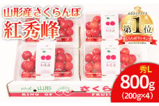 山形市産 さくらんぼ 紅秀峰 L 800g(200g×4) 【令和7年産先行予約】FU22-031 くだもの 果物 フルーツ 山形 山形県 山形市 2025年産