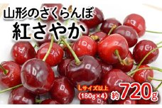 山形のさくらんぼ 紅さやか  Lサイズ以上 720(180g×4) 【令和8年産先行予約】FS25-523 くだもの 果物 フルーツ 山形 山形県 山形市 2026年産