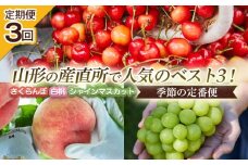 【定期便3回】山形の産直所で人気のベスト3！さくらんぼ・白桃・シャインマスカット【季節の定番便】 FZ25-946 くだもの 果物 フルーツ 山形 山形県 山形市