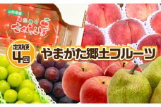 【定期便4回】やまがた 郷土フルーツ定期便 佐藤錦・やわらかめ白桃・シャインマスカットとピオーネ・りんごとラ・フランス 【令和7年産先行予約】FU23-929 くだもの 果物 フルーツ 山形 山形県 山形市 2025年産
