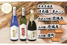 【山形の極み】寿虎屋酒造 日本酒 3本セット [純米大吟醸 霞城寿・大吟醸 霞城寿・大吟醸 雄町] FY23-280 山形 山形県 山形市 日本酒