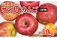 【ご自宅用】山形産サンふじりんご 約10kg(26～50玉) FZ23-591