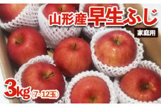 [家庭用]山形産 りんご (早生ふじ) 3kg(9月25日～10月15日頃) FZ23-595