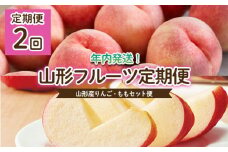 【定期便2回】年内発送！2024年山形産りんご・2025年もも セット便 FY23-704
