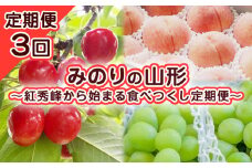 【定期便3回】みのりの山形～紅秀峰から始まる食べつくし定期便～ 【令和7年産先行予約】FS23-707 くだもの 果物 フルーツ 山形 山形県 山形市 2025年産