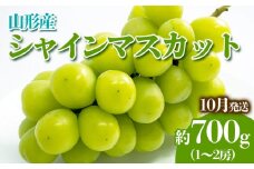 やまがたのぶどう シャインマスカット 10月 秀品 約700g(1～2房程度) 【令和7年産先行予約】FS23-817 くだもの 果物 フルーツ 山形 山形県 山形市 2025年産