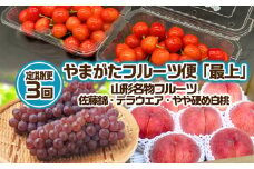 【定期便3回】やまがた フルーツ定期便 ”最上” 山形名物フルーツ [佐藤錦・デラウェア・やや硬め白桃] 【令和7年産先行予約】FS24-538くだもの 果物 フルーツ 山形 山形県 山形市 2025年産