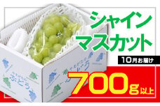 ☆フルーツ王国山形☆シャインマスカット 秀品700g以上(1～2房)[10月お届け]  【令和7年産先行予約】FS23-734 くだもの 果物 フルーツ 山形 山形県 山形市 2025年産