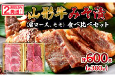 【2週間以内発送！】山形牛みそ漬 食べ比べセット 600g(肩ロース300g・モモ300g) 牛肉味噌漬 FZ23-744