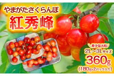やまがた さくらんぼ 紅秀峰 "希少な大粒" 2L～3Lサイズ 360g(180g×2パック入り) 1箱【令和8年産先行予約】FS25-574 くだもの 果物 フルーツ 山形 山形県 山形市 2026年産