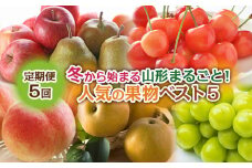 【定期便5回】冬から始まる 山形まるごと！人気の果物ベスト5 FY24-301