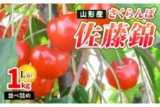 山形産 さくらんぼ佐藤錦 特秀 1kg 並べ詰め L以上 【令和8年産先行予約】FS25-502 くだもの 果物 フルーツ 山形 山形県 山形市 2026年産