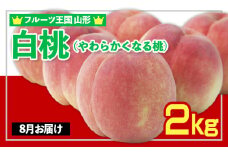 ☆フルーツ王国山形☆ 白桃 秀品 2kg [やわらかくなる桃] 8月お届け  FY25-064