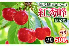 山形代表果樹 紅秀峰(benishuho) 特秀 2L 桐箱 並べ詰め 500g 【限定数】 FY25-116