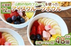 【定期便12回】【山形の旬のフルーツ】を使った アイスフルーツボウル 4個×12ヶ月(計48個) FY25-265