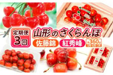 【定期便3回】山形のさくらんぼ 佐藤錦・紅秀峰 各360g×3回[5月・6月・7月] 【令和8年産先行予約】FS25-007