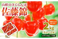 【ご家庭みんなで楽しめる！2kg】山形のさくらんぼ 佐藤錦 2kg Lサイズ以上 バラ詰 (1kg×2箱) 【令和8年産先行予約】FS25-011