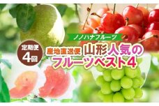 【定期便4回】産地直送便 山形人気のフルーツベスト4 FY25-332
