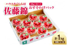 【 令和7年産 】 ハウス さくらんぼ 佐藤錦 計 1kg （ 100g × 10パック ） 1箱 〔2025年6月上旬頃お届け〕 特秀 L ～ 3L おすそ分けパック 2025年産