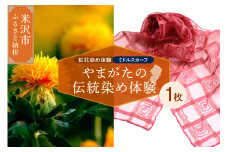 【体験チケット やまがたの伝統染め】紅花染体験 シルクスカーフ【ミドルタイプ】 現地体験型