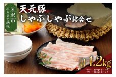 天元豚 しゃぶしゃぶ 詰合せ 計 1.2kg ロース バラ 各 300g × 2パック 豚肉 豚 豚バラ 豚しゃぶ ブランド豚 小分け 食べ比べ セット 低カロリー 高たんぱく おかず 便利 冷凍 お取り寄せ 送料無料 東北 山形県 米沢市