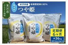 【 6ヶ月定期便 】《 令和6年産 》 無洗米 つや姫 6kg （ 2kg × 3袋 ）× 6回 計 36kg 2024年産 ブランド米 農家直送
