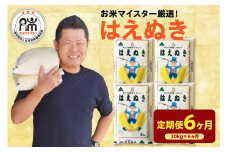 【 6ヶ月定期便 / 令和6年産】 はえぬき 計 20kg /月 ( 1回配送 5kg × 4袋 ) 2024年産 山形県 精米 米 白米 お米 ブランド米 お米マイスター 厳選米 山形県 米沢市 送料無料