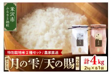 【 令和7年産 】特別栽培米 月の雫 天の賜 計 4kg ( 各 2kg / 袋 ) つや姫 夢ごこち 農家直送 2025年産