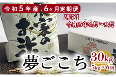 【6ヶ月定期便】〔2024年4月～お届け〕特別栽培米 夢ごこち 計30kg 5kg/月 農家直送 2023年産 [063R5-006-03]