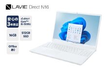 【新品】パソコン 2025年07月発売モデル NEC LAVIE Direct N-16 ⑦ ホワイト インテル® Core™ i5-1335U プロセッサー 16.0型ワイド Office Windows11 16GB メモリ 512GB SSD ノートパソコン ノート PC 新生活 山形県 米沢市 送料無料