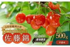 【令和7年産先行予約】山形県鶴岡産さくらんぼ「佐藤錦」プレミアム 3L手詰め 500g JA庄内たがわ K-785