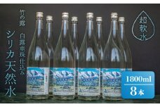 日本酒の仕込み水！竹の露　白露垂珠　仕込み水シリカ天然水　1800ml（１升瓶）×８本セット　K28-752