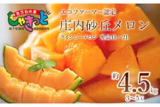 【令和7年産先行予約】 庄内砂丘クインシーメロン 秀品4L～2L 約4.5kg(3～5玉) 山形県鶴岡産　百万石の里しゃきっと　K-739