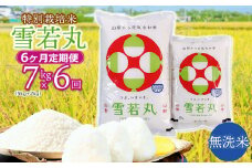 【令和7年産先行予約】 特別栽培米雪若丸 無洗米 7kg (5kg+2kg) ×6ヶ月【定期便】 山形県鶴岡産　鶴岡協同ファーム