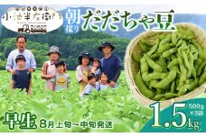 【令和7年産】朝採りだだちゃ豆 【早生】1.5kg (500g×3袋) 枝豆　小池半左衛門